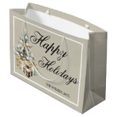 Modern Christmas Tree Gift Bag Große Geschenktüte (Rückseite Schrägansicht)