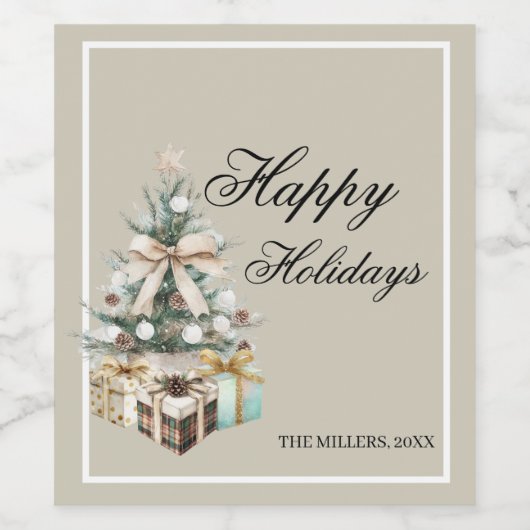 Modern Christmas Tree Gift Bag Weinetikett (Einzelnes Label)