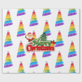 Modern Christmas Tree Painting Colorful Geschenkpapier (Flach)
