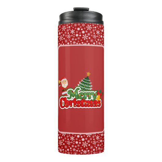 Modern Christmas Tree Painting Colorful Thermosbecher (Vorderseite)