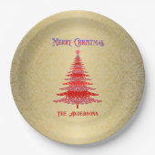 Modern Christmas Tree Red Gold Pappteller (Vorderseite)