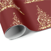 Modern Christmas Tree Red Gold Sparkle Geschenkpapier (Rolleneckpunkt)