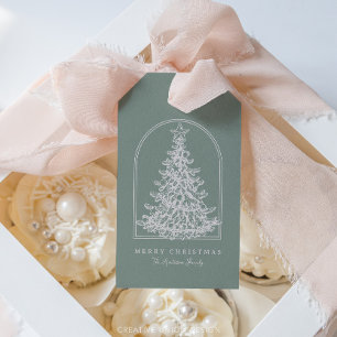 Modern Christmas Tree Sketch Arch Boho Holiday Geschenkanhänger