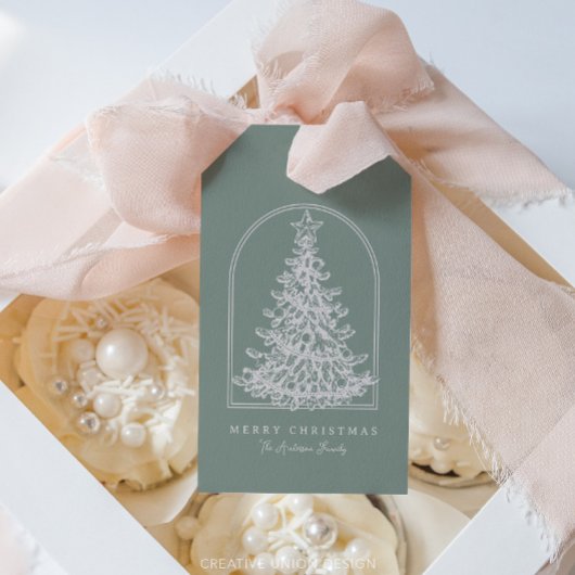 Modern Christmas Tree Sketch Arch Boho Holiday Geschenkanhänger