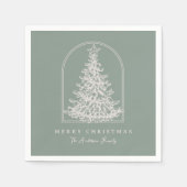 Modern Christmas Tree Sketch Arch Boho Holiday Serviette (Vorderseite)