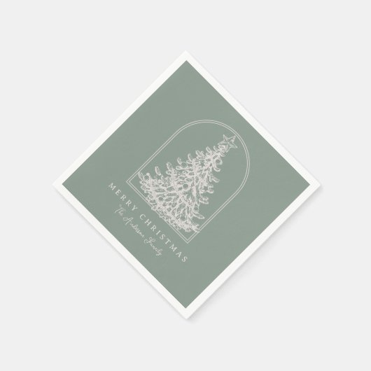 Modern Christmas Tree Sketch Arch Boho Holiday Serviette (Ecke)