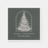 Modern Christmas Tree Sketch Arch Boho Holiday Serviette (Vorderseite)