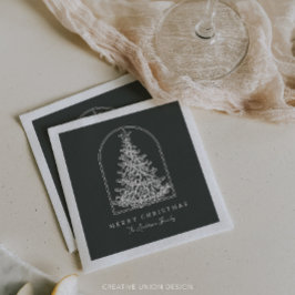 Modern Christmas Tree Sketch Arch Boho Holiday Serviette