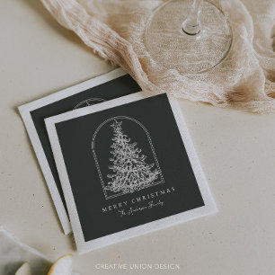 Modern Christmas Tree Sketch Arch Boho Holiday Serviette