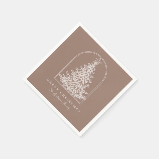 Modern Christmas Tree Sketch Arch Boho Holiday Serviette (Ecke)