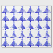 Modern Christmas Tree Stencil Print Blue Geschenkpapier (Flach)