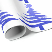 Modern Christmas Tree Stencil Print Blue Geschenkpapier (Rolleneckpunkt)