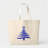 Modern Christmas Tree Stencil Print Blue Jumbo Stoffbeutel (Vorne)