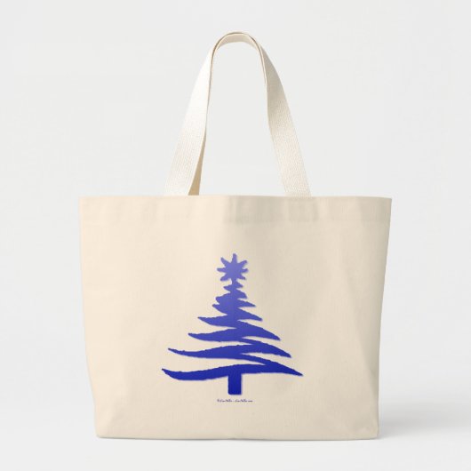 Modern Christmas Tree Stencil Print Blue Jumbo Stoffbeutel (Vorne)