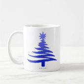 Modern Christmas Tree Stencil Print Blue Kaffeetasse (Links)