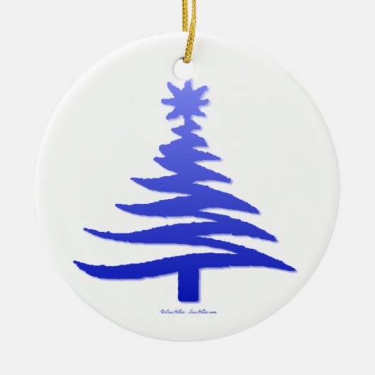 Modern Christmas Tree Stencil Print Blue Keramik Ornament (Vorne)