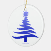 Modern Christmas Tree Stencil Print Blue Keramik Ornament (Links)
