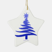 Modern Christmas Tree Stencil Print Blue Keramikornament (Rechts)