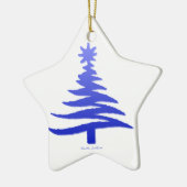 Modern Christmas Tree Stencil Print Blue Keramikornament (Links)