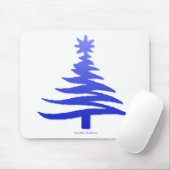 Modern Christmas Tree Stencil Print Blue Mousepad (Mit Mouse)