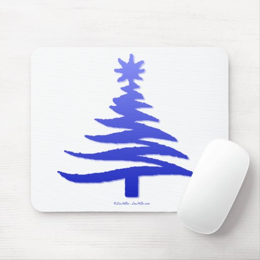 Modern Christmas Tree Stencil Print Blue Mousepad (Mit Mouse)