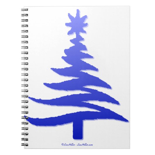 Modern Christmas Tree Stencil Print Blue Notizblock (Vorderseite)