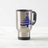 Modern Christmas Tree Stencil Print Blue Reisebecher (VorderseiteRechts)