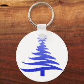 Modern Christmas Tree Stencil Print Blue Schlüsselanhänger (Vorderseite)