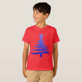 Modern Christmas Tree Stencil Print Blue T-Shirt (Vorne ganz)