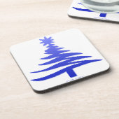 Modern Christmas Tree Stencil Print Blue Untersetzer (Linke Seite)