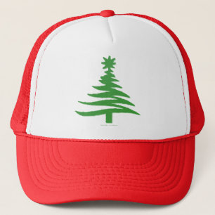 Modern Christmas Tree Stencil Print Green Truckerkappe