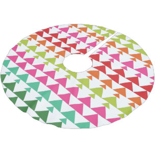 Modern Christmas Tree Triangle Muster Green Pink Polyester Weihnachtsbaumdecke
