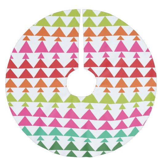 Modern Christmas Tree Triangle Muster Green Pink Polyester Weihnachtsbaumdecke (Vorderseite)