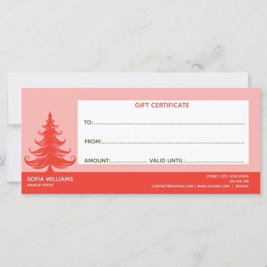 Modern Christmas Tree Voucher Gift Certificate (Rückseite)
