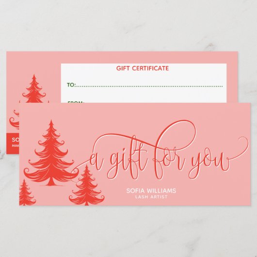 Modern Christmas Tree Voucher Gift Certificate (Vorne/Hinten)