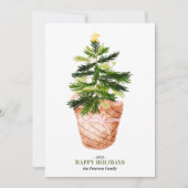 Modern Christmas tree watercolor bow illustration Karte (Vorderseite)