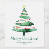 MODERN  CHRISTMAS TREE WEINETIKETT (Einzelnes Label)