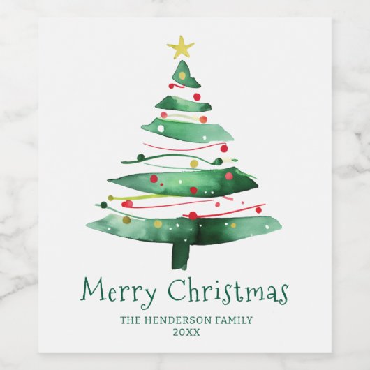 MODERN  CHRISTMAS TREE WEINETIKETT (Einzelnes Label)