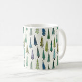 Modern Christmas Trees Illustrated Pattern Kaffeetasse (VorderseiteRechts)