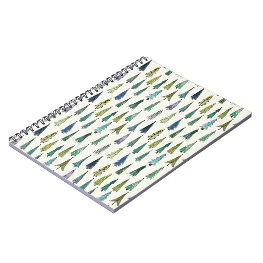 Modern Christmas Trees Illustrated Pattern Notizblock (Linke Seite)