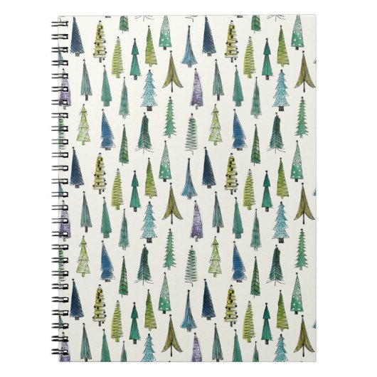 Modern Christmas Trees Illustrated Pattern Notizblock (Vorderseite)