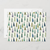 Modern Christmas Trees Illustrated Pattern Postkarte (Vorne/Hinten)