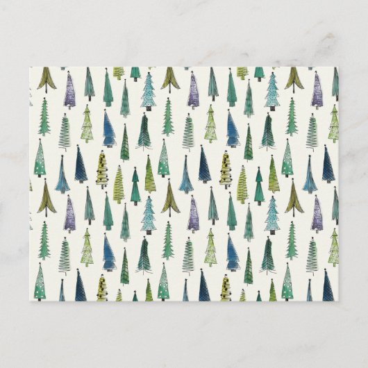 Modern Christmas Trees Illustrated Pattern Postkarte (Vorderseite)
