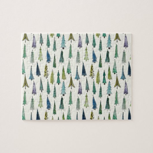 Modern Christmas Trees Illustrated Pattern Puzzle (Horizontal)