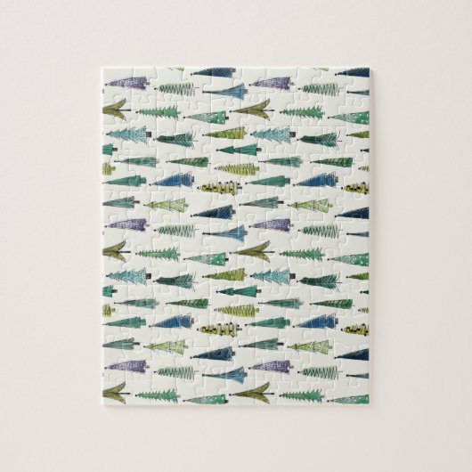 Modern Christmas Trees Illustrated Pattern Puzzle (Vertikal)