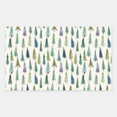 Modern Christmas Trees Illustrated Pattern Rechteckiger Aufkleber (Vorderseite)