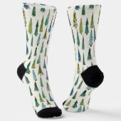 Modern Christmas Trees Illustrated Pattern Socken (Gewinkelt)