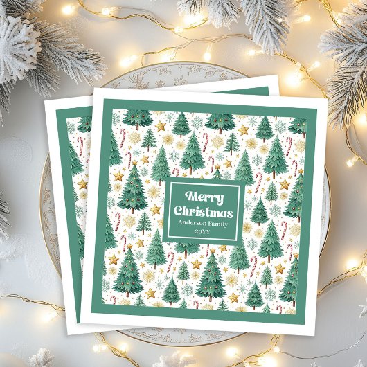 Modern Christmas Trees Minimalist Paper Napkins Serviette