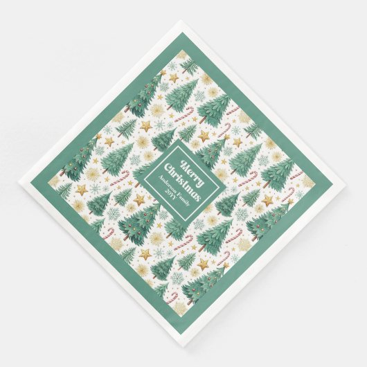 Modern Christmas Trees Minimalist Paper Napkins Serviette (Ecke)
