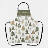 Modern Christmas Trees Muster Name Schürze (Vorderseite)